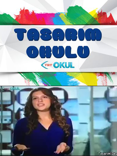 Sinem Hallı on TRT Okul’s Tasarım Okulu in 2015, discussing industrial design, cultural references, trend research and collection development.